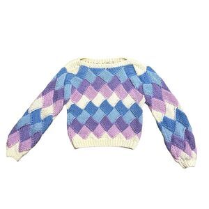 Vintage Junior Connection Hand Knitted Cable Knit Sweater Women’s Sz S